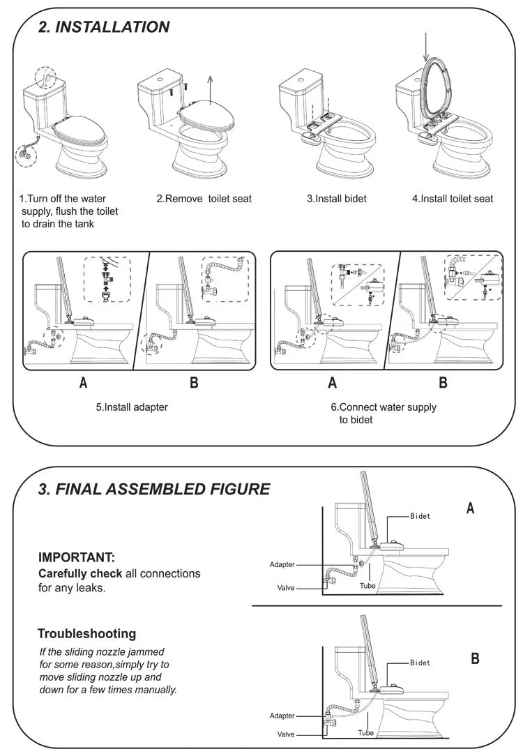 Bidet Toilet Seat Attachment Non-Electric Self-Cleaning Dual Nozzles Wash Hot Cold Mixer Water Lady Bathroom Accessories Sprayer
