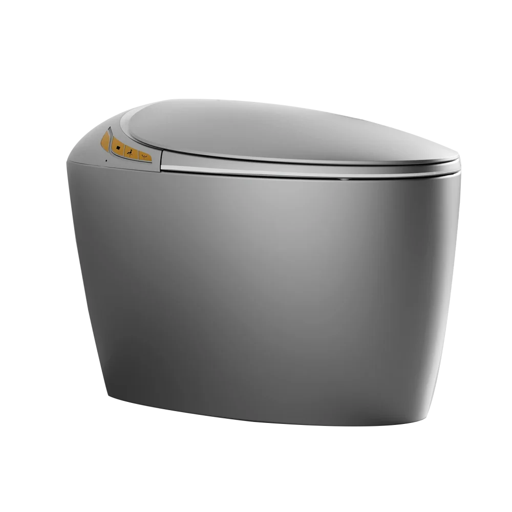 Unique Smart Toilet with Built In Bidet, Intelligent One Piece Toilet For Modern Bathroom, Auto Open/Close Seat, Foot Sensor
