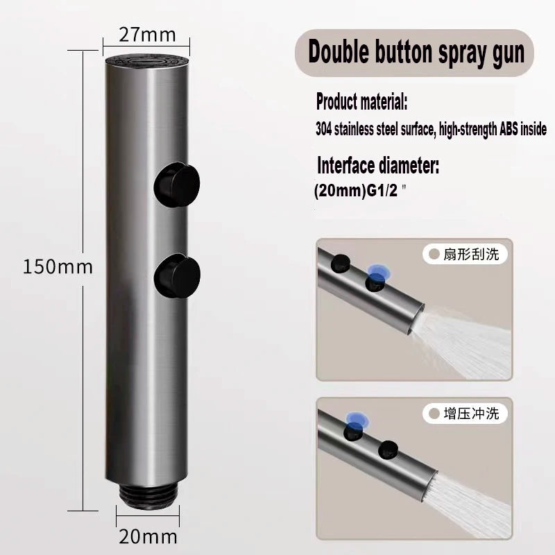 Handheld Toilet Bidet Faucet Rain Sprayer Stainless Steel Dual Button Bidet Sprayer Set Handheld Sprayer Shower Self-Cleaning