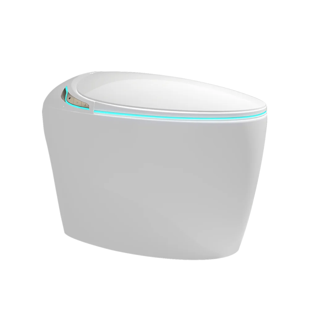 Unique Smart Toilet with Built In Bidet, Intelligent One Piece Toilet For Modern Bathroom, Auto Open/Close Seat, Foot Sensor