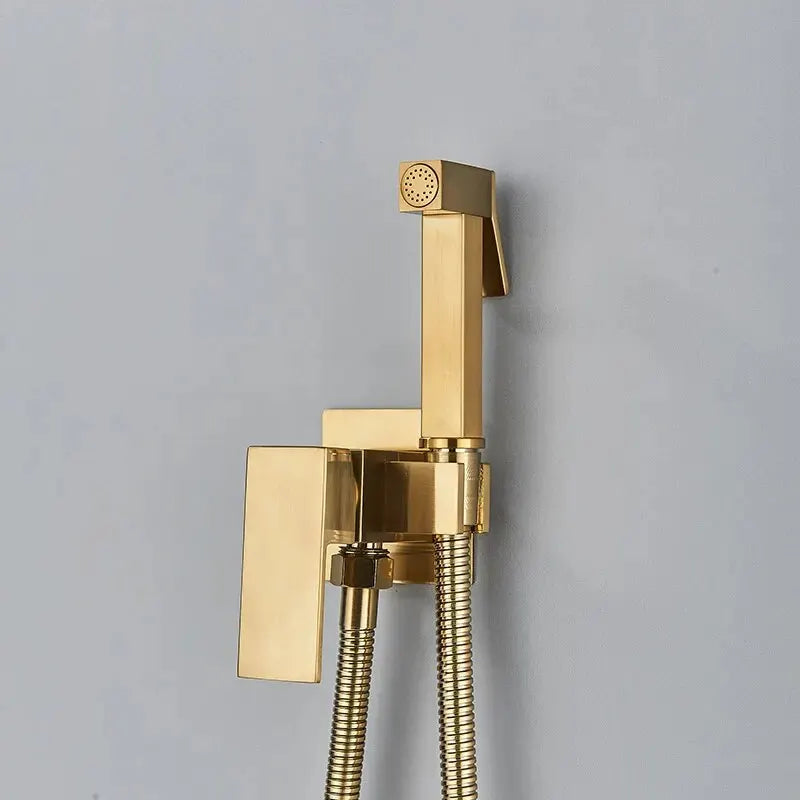 Brass Bidet Faucet Single Cold Water Tap Handheld Bidet Spray Shower Set Toilet Shattaf Sprayer Douche Hygienic Shower Black