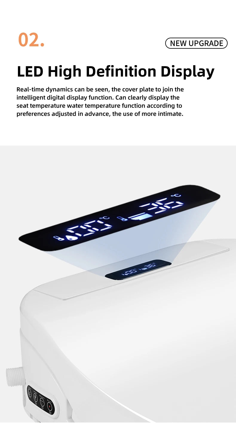 Smart bathroom toilet seat with remote control, heated seat, slow closing, drying, warm water, night light, WC smart sensor seat