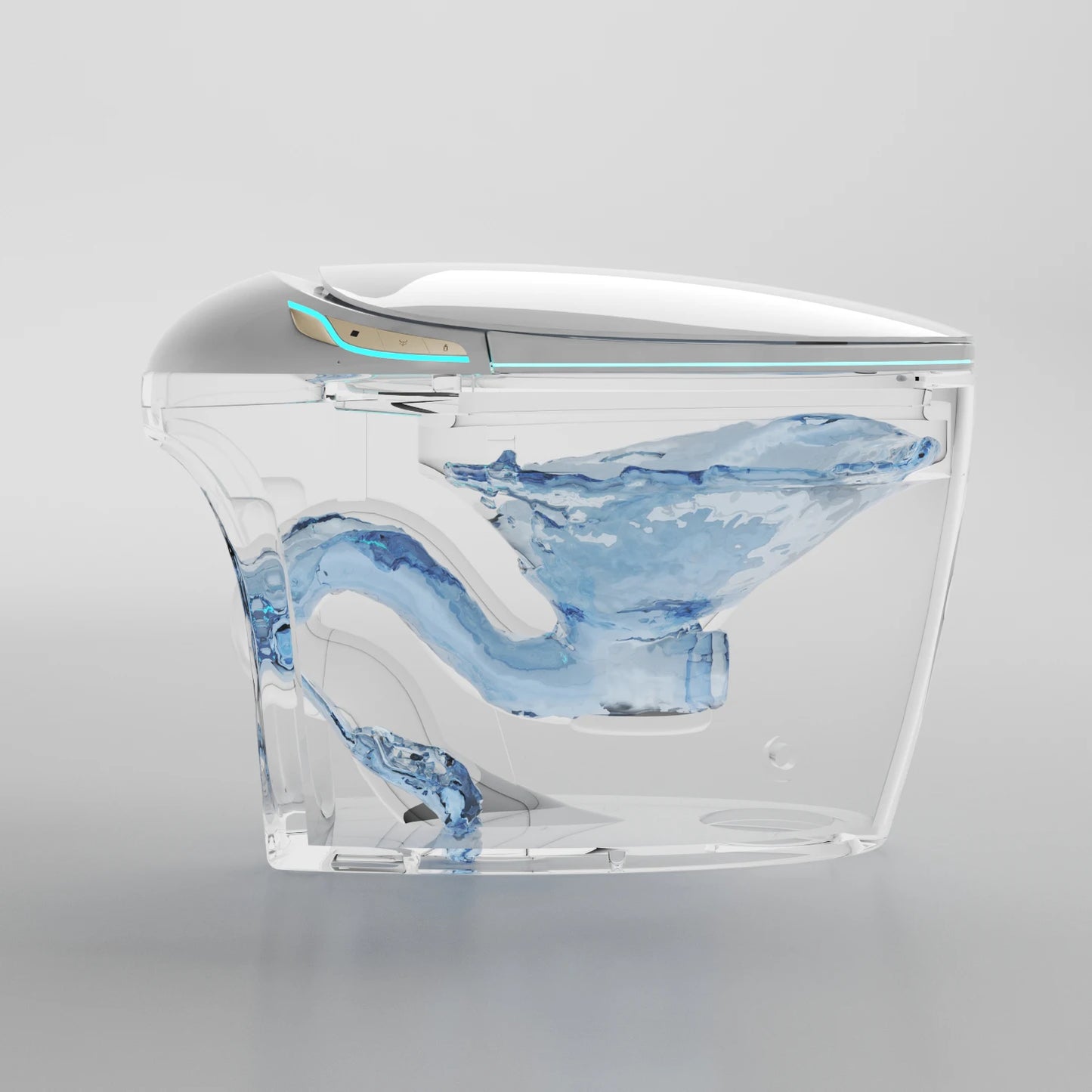 Unique Smart Toilet with Built In Bidet, Intelligent One Piece Toilet For Modern Bathroom, Auto Open/Close Seat, Foot Sensor
