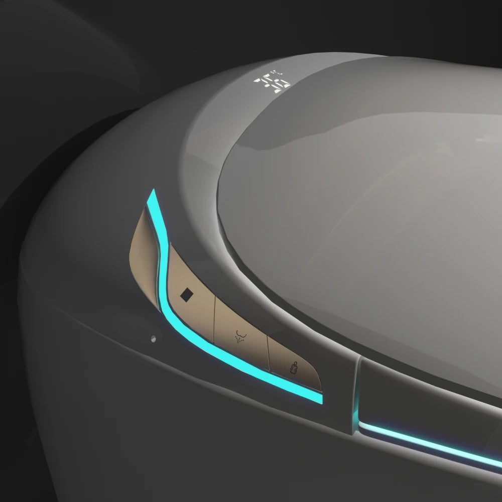 Unique Smart Toilet with Built In Bidet, Intelligent One Piece Toilet For Modern Bathroom, Auto Open/Close Seat, Foot Sensor