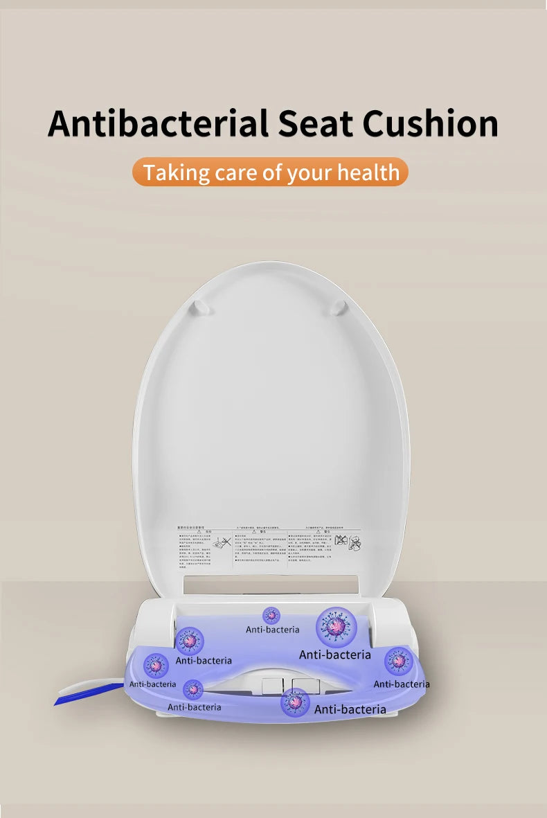 Smart bathroom toilet seat with remote control, heated seat, slow closing, drying, warm water, night light, WC smart sensor seat