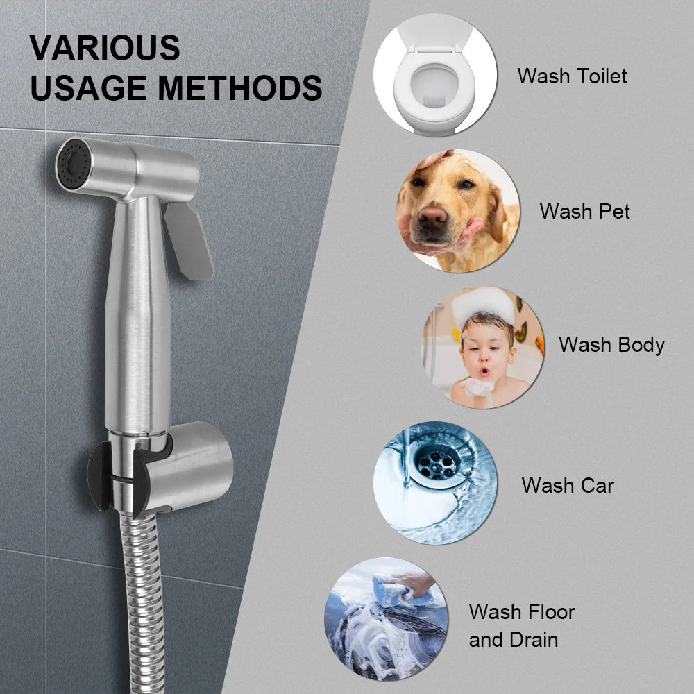 Bidet sprayer set For toilet Handheld For Bathroom hand sprayer self cleaning Hand Bidet faucet Stainless Steel shower head