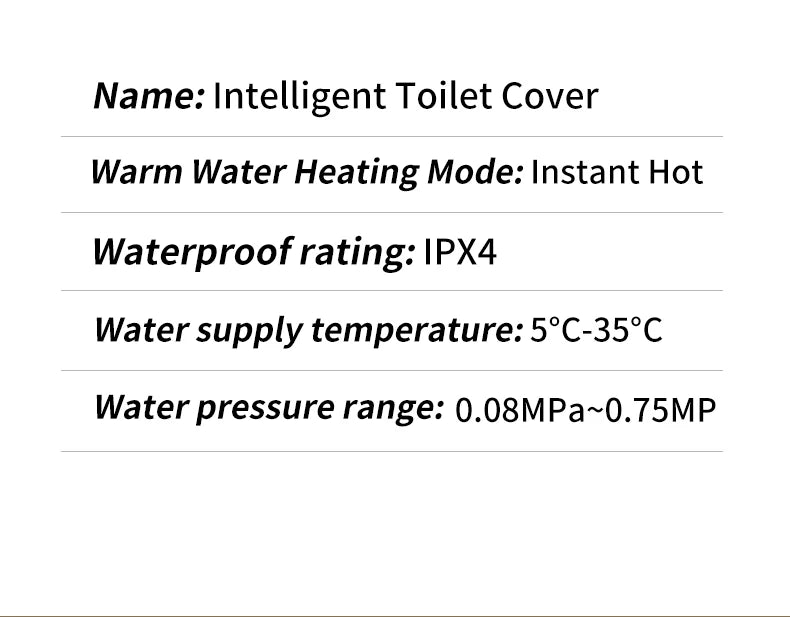 Smart bathroom toilet seat with remote control, heated seat, slow closing, drying, warm water, night light, WC smart sensor seat