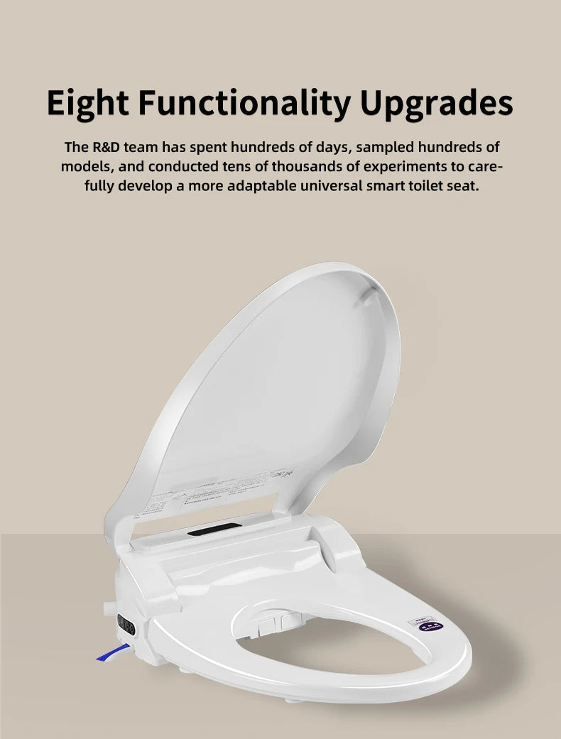 Smart bathroom toilet seat with remote control, heated seat, slow closing, drying, warm water, night light, WC smart sensor seat