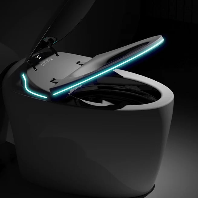 Unique Smart Toilet with Built In Bidet, Intelligent One Piece Toilet For Modern Bathroom, Auto Open/Close Seat, Foot Sensor