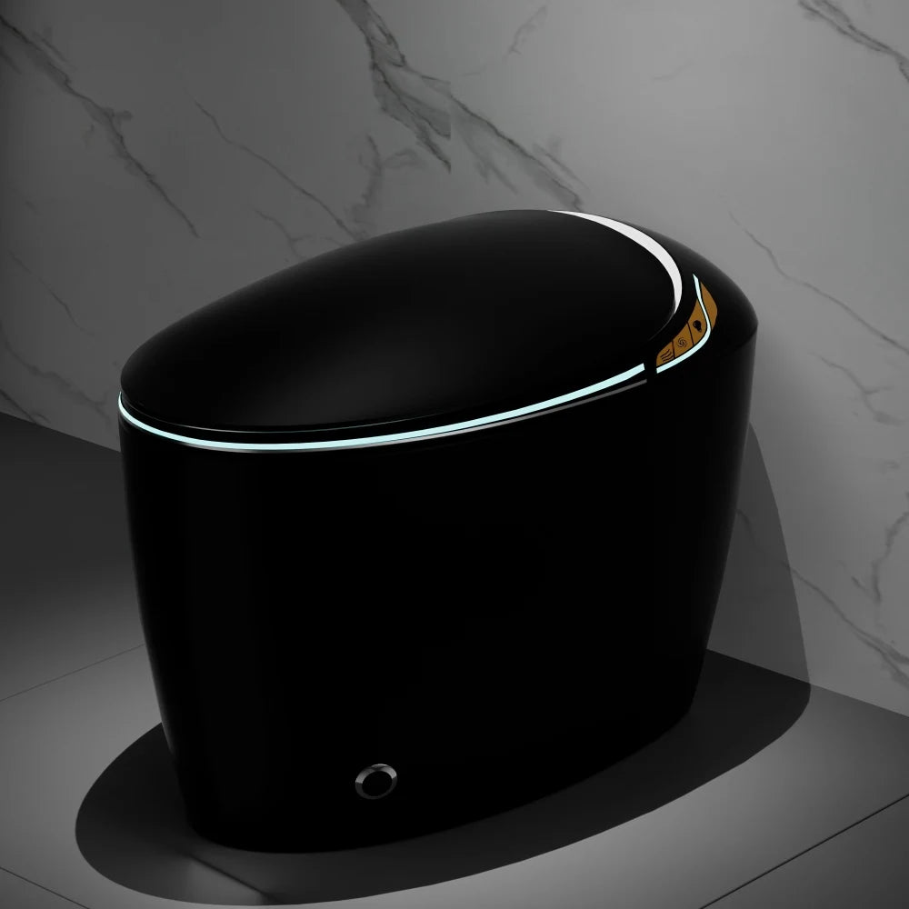 Unique Smart Toilet with Built In Bidet, Intelligent One Piece Toilet For Modern Bathroom, Auto Open/Close Seat, Foot Sensor