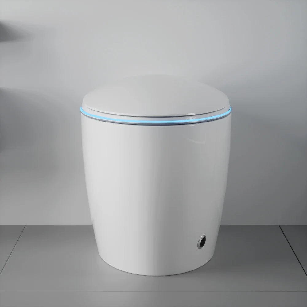 Unique Smart Toilet with Built In Bidet, Intelligent One Piece Toilet For Modern Bathroom, Auto Open/Close Seat, Foot Sensor