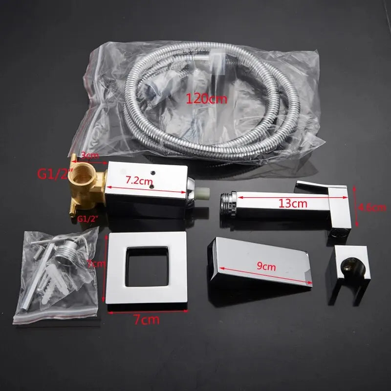 Brass Bidet Faucet Single Cold Water Tap Handheld Bidet Spray Shower Set Toilet Shattaf Sprayer Douche Hygienic Shower Black
