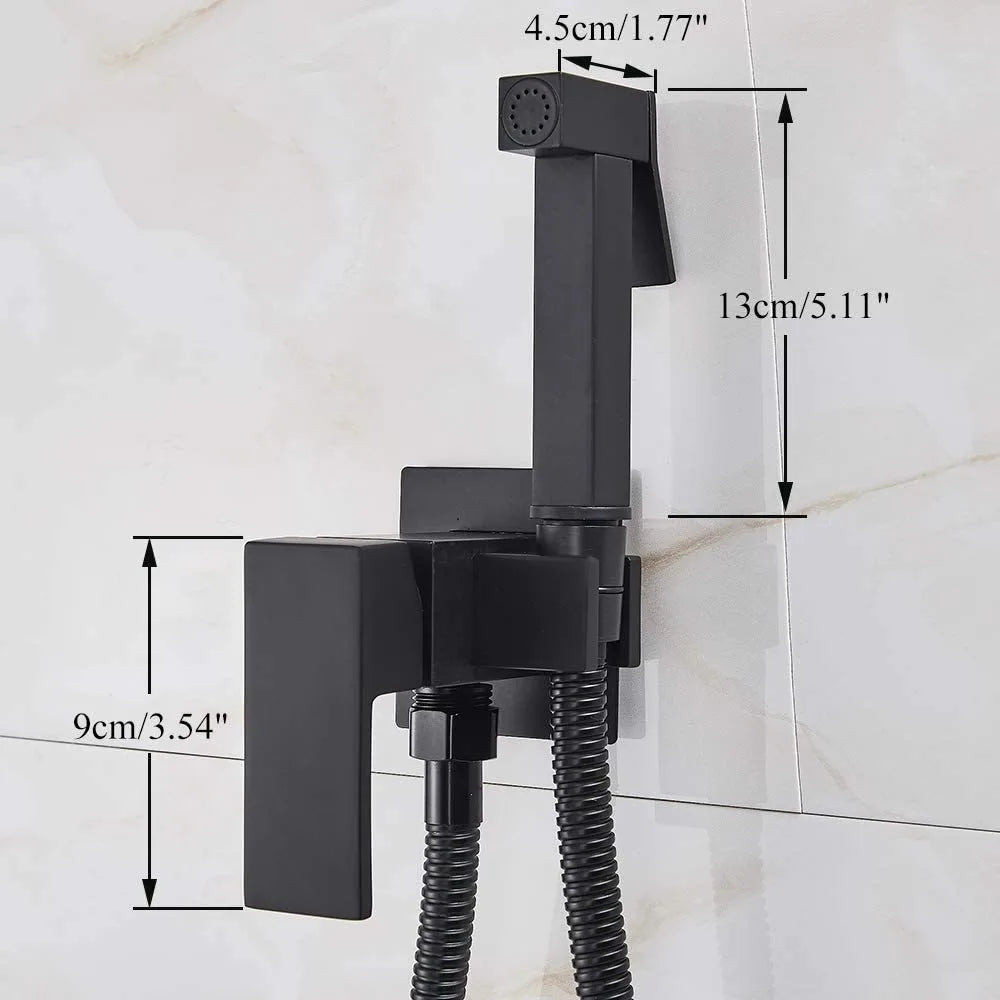 Brass Bidet Faucet Single Cold Water Tap Handheld Bidet Spray Shower Set Toilet Shattaf Sprayer Douche Hygienic Shower Black