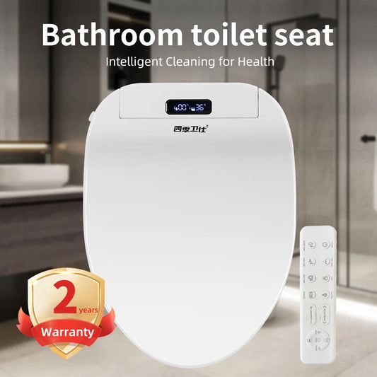 Smart bathroom toilet seat with remote control, heated seat, slow closing, drying, warm water, night light, WC smart sensor seat