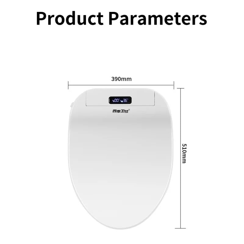 Smart bathroom toilet seat with remote control, heated seat, slow closing, drying, warm water, night light, WC smart sensor seat
