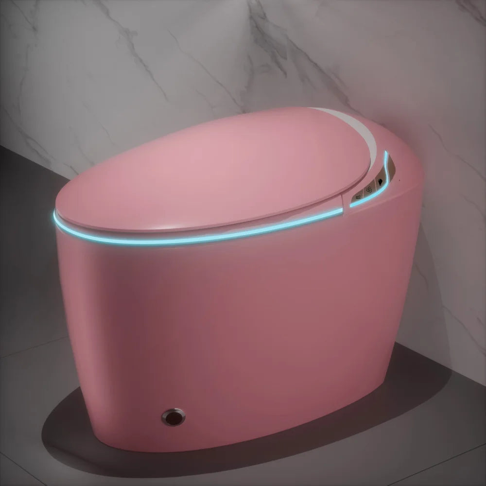 Unique Smart Toilet with Built In Bidet, Intelligent One Piece Toilet For Modern Bathroom, Auto Open/Close Seat, Foot Sensor