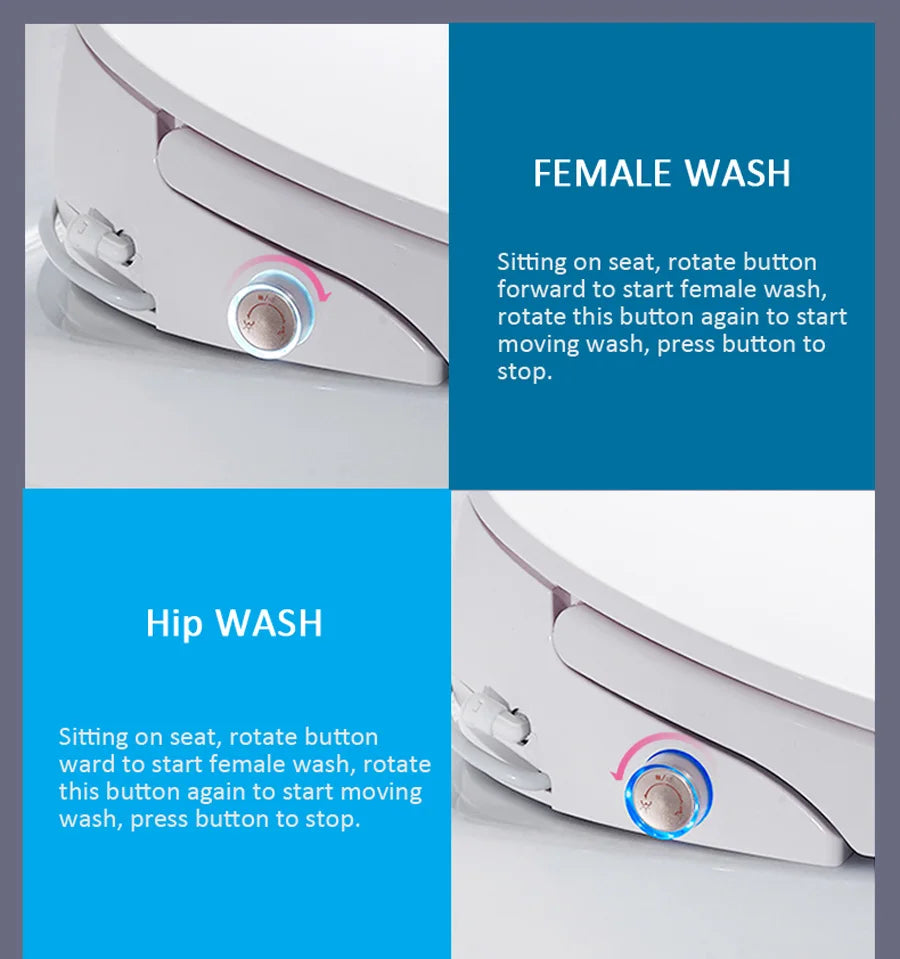 EcoFresh Round shape Smart toilet seat Electric Bidet cover intelligent bidet heat clean dry Massage care for child woman