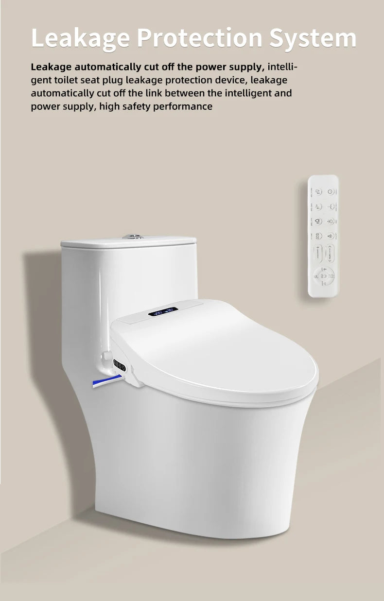 Smart bathroom toilet seat with remote control, heated seat, slow closing, drying, warm water, night light, WC smart sensor seat