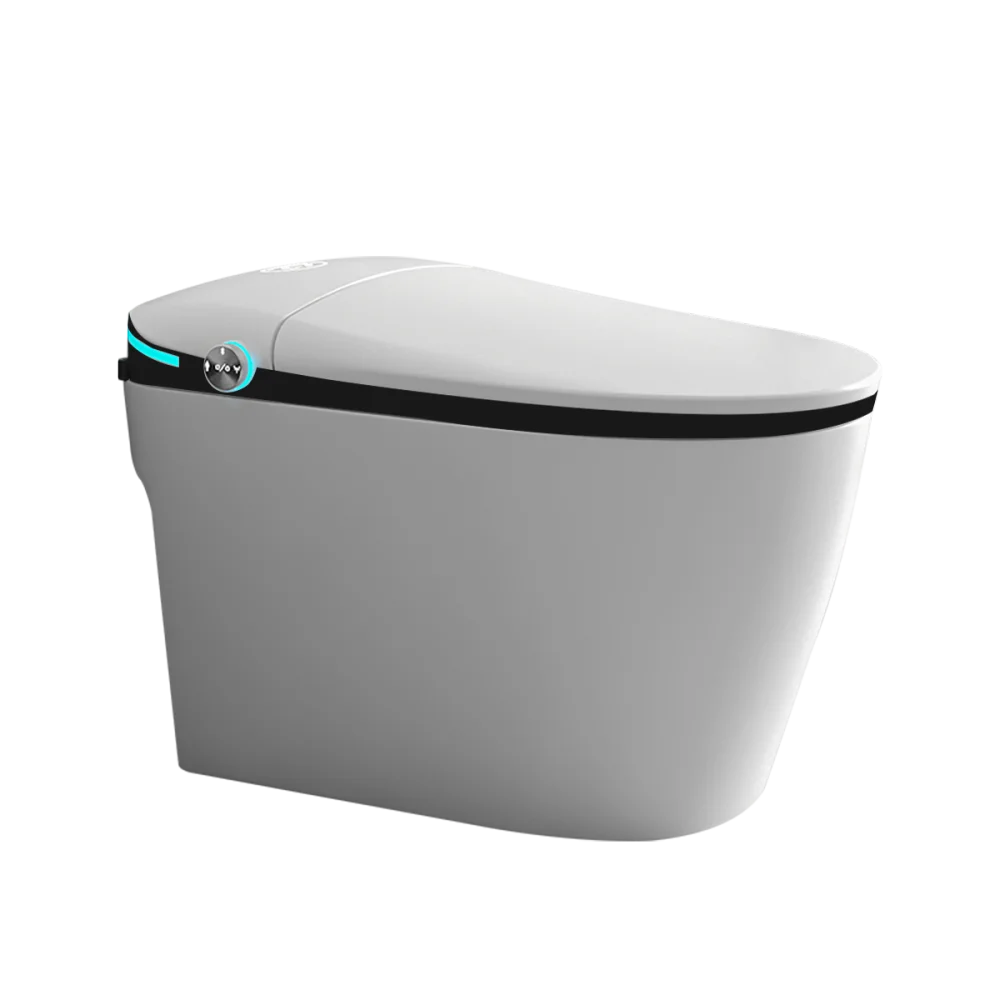 Luxury Smart Toilet with Bidet Seat Built-in, Intelligent Toilet Auto Open/Close Seat, Foot Sensor, LED Display,Night Light