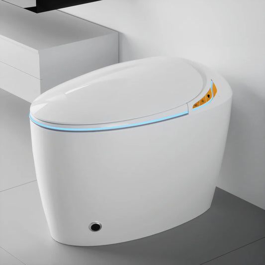 Unique Smart Toilet with Built In Bidet, Intelligent One Piece Toilet For Modern Bathroom, Auto Open/Close Seat, Foot Sensor