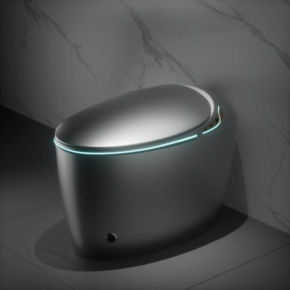 Unique Smart Toilet with Built In Bidet, Intelligent One Piece Toilet For Modern Bathroom, Auto Open/Close Seat, Foot Sensor