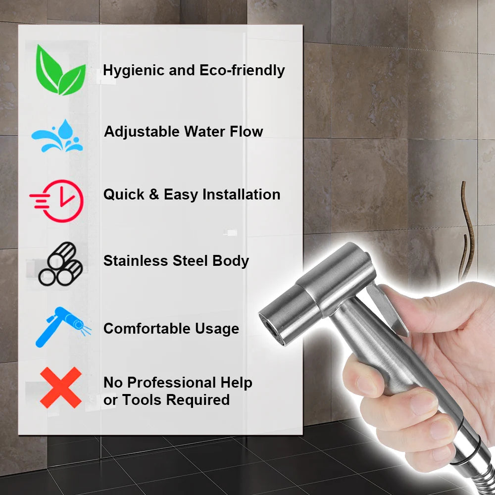 Bidet sprayer set For toilet Handheld For Bathroom hand sprayer self cleaning Hand Bidet faucet Stainless Steel shower head