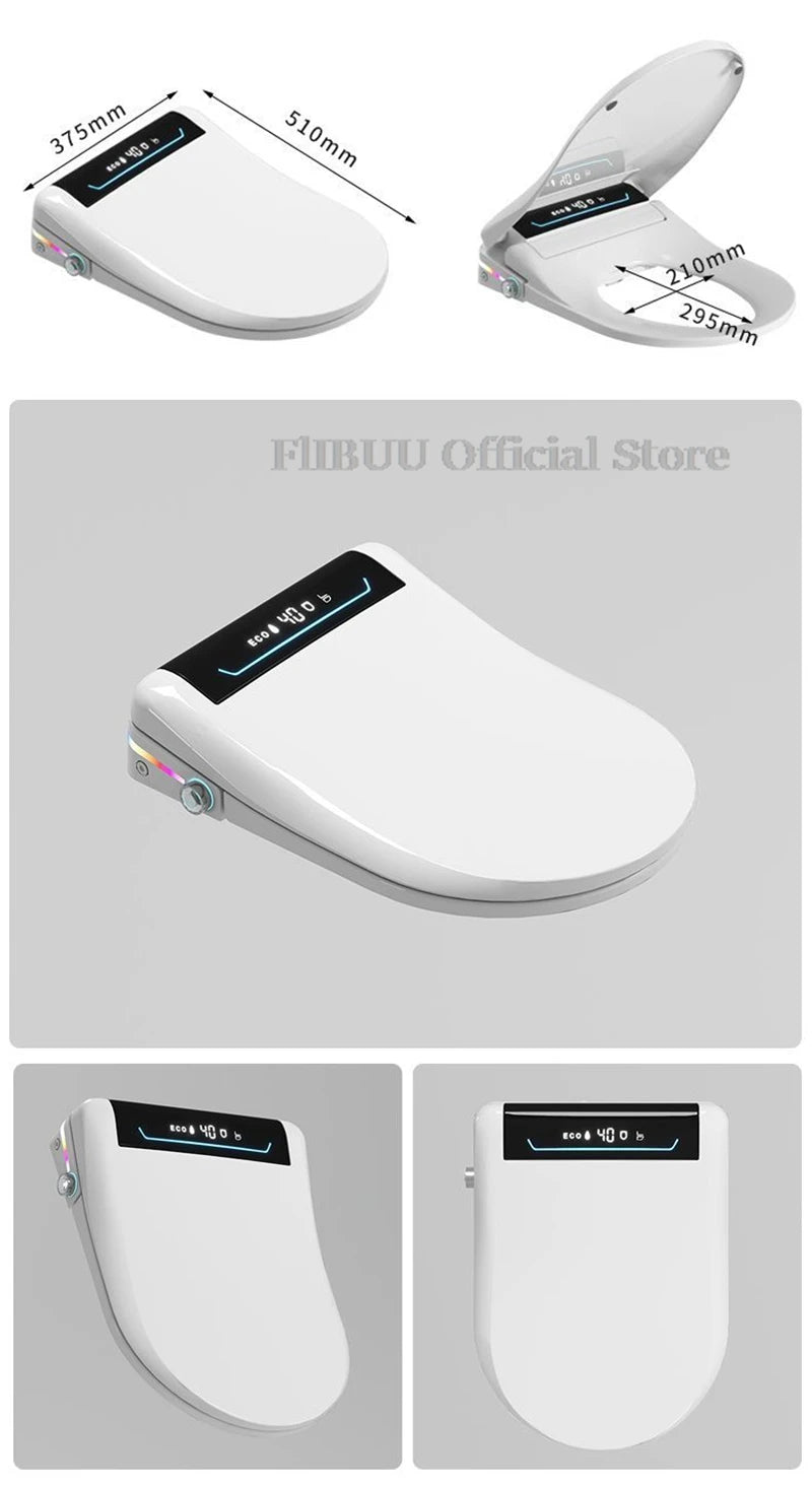 Smart Bidet Toilet Seat Cover with Wireless Remote Multiple Spray Modes Heated Seat Warm Water Air Dryer Toilet Lid Elongated
