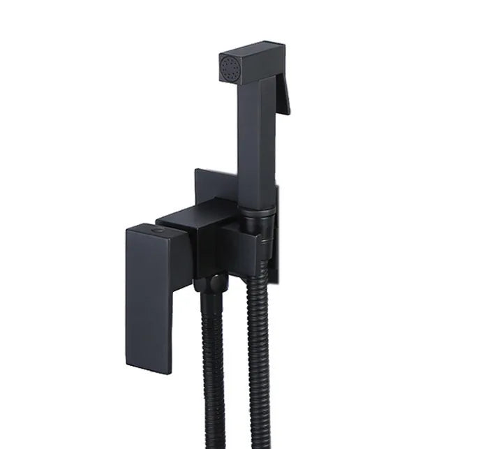 Brass Bidet Faucet Single Cold Water Tap Handheld Bidet Spray Shower Set Toilet Shattaf Sprayer Douche Hygienic Shower Black