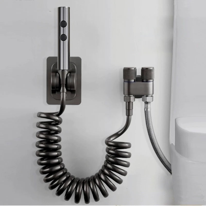 Handheld Toilet Bidet Faucet Rain Sprayer Stainless Steel Dual Button Bidet Sprayer Set Handheld Sprayer Shower Self-Cleaning