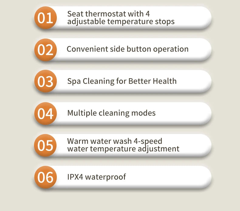 Smart bathroom toilet seat with remote control, heated seat, slow closing, drying, warm water, night light, WC smart sensor seat
