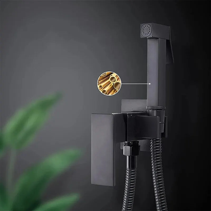 Brass Bidet Faucet Single Cold Water Tap Handheld Bidet Spray Shower Set Toilet Shattaf Sprayer Douche Hygienic Shower Black