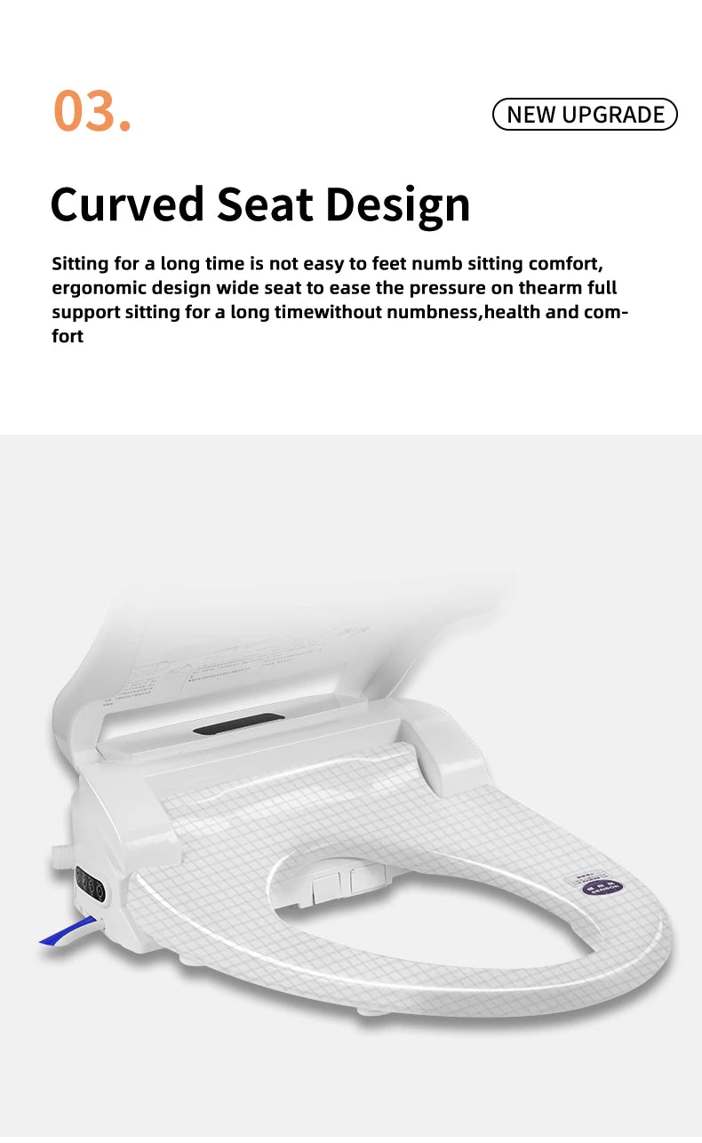 Smart bathroom toilet seat with remote control, heated seat, slow closing, drying, warm water, night light, WC smart sensor seat