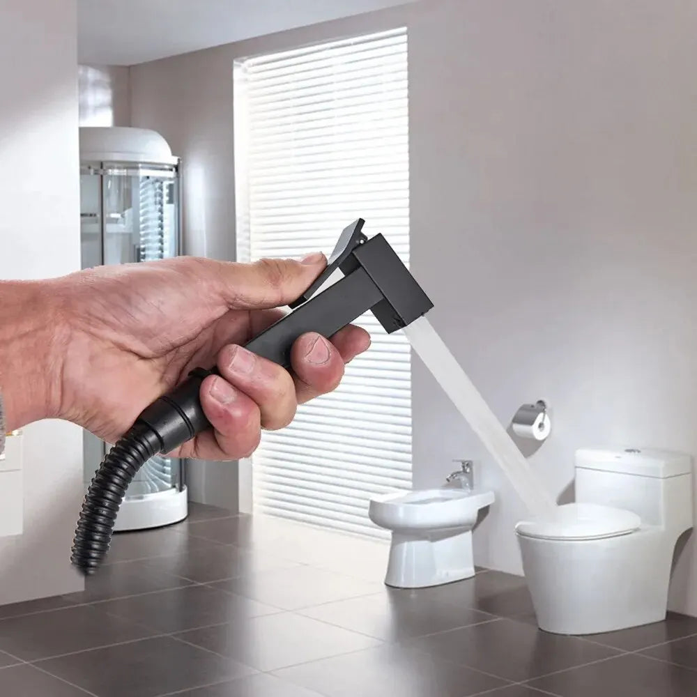 Brass Bidet Faucet Single Cold Water Tap Handheld Bidet Spray Shower Set Toilet Shattaf Sprayer Douche Hygienic Shower Black
