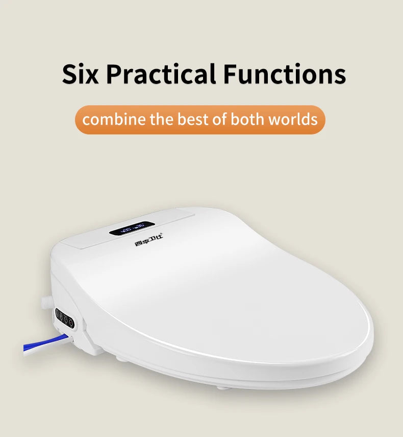 Smart bathroom toilet seat with remote control, heated seat, slow closing, drying, warm water, night light, WC smart sensor seat