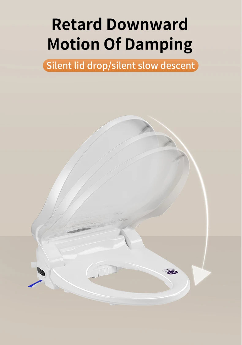 Smart bathroom toilet seat with remote control, heated seat, slow closing, drying, warm water, night light, WC smart sensor seat